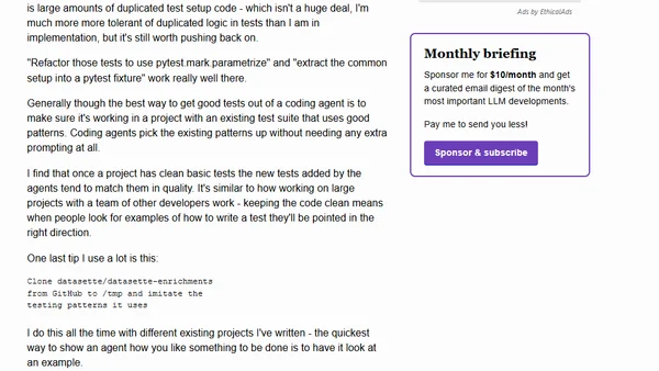 Tips for getting coding agents to write good Python tests