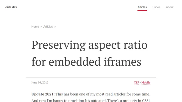 Preserving aspect ratio for embedded iframes