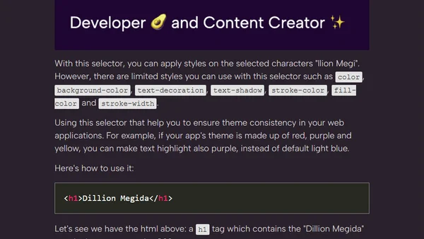 selection pseudo element
