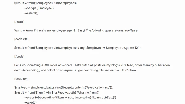 PHPLinq version 0.2.0 released!