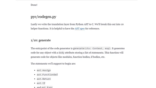 Writing a simple Python compiler: 1. hello, fibonacci