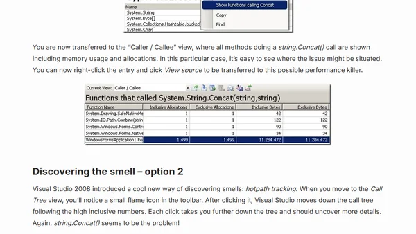 Code performance analysis in Visual Studio 2008