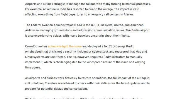 Over 3,000 flights canceled worldwide due to CrowdStrike outage