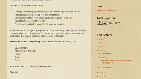 Still want to go to DevNexus 2015 (for free)? Room Volunteers Needed!