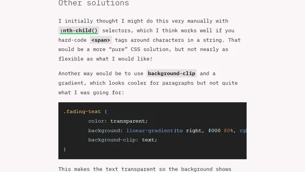 Making a faded text effect in (mostly) CSS