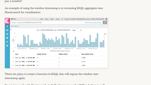 Window Timestamps in KSQL / Integration with Elasticsearch