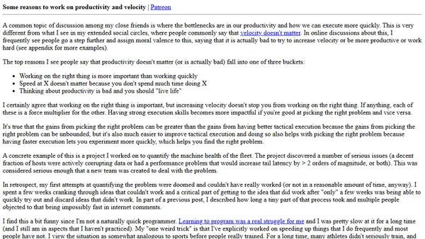 Some reasons to work on productivity and velocity