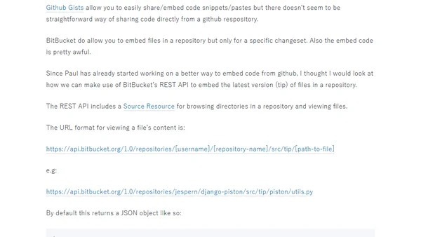 How to embed Bitbucket source code on your Website