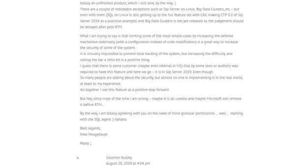 SQL Server 2019: Feature Restrictions