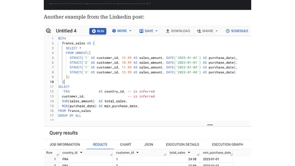 GROUP BY ALL in Bigquery