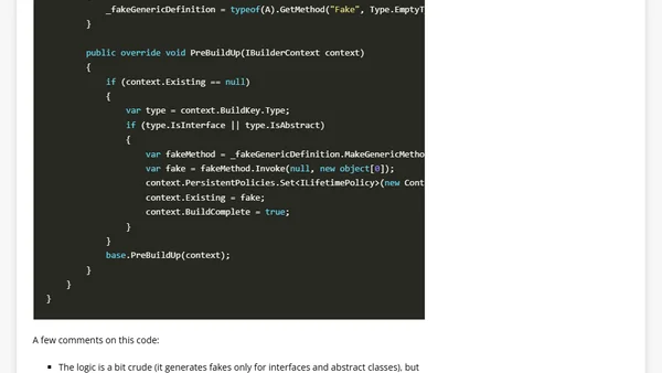 Create an auto-mocking container with Unity and FakeItEasy