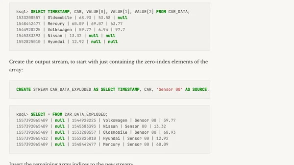 A poor man's KSQL EXPLODE/UNNEST technique
