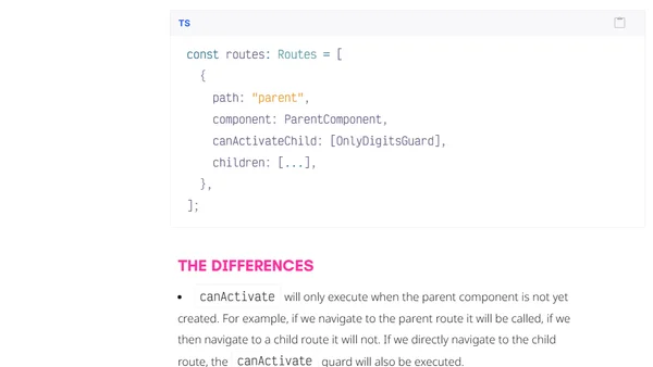 The difference between the canActivate and canActivateChild guards