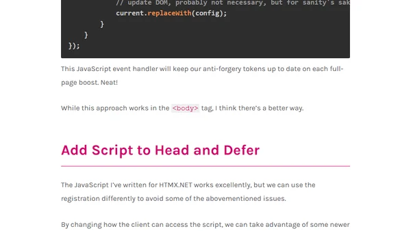 HTMX Boosts and ASP.NET Core Anti-Forgery Tokens