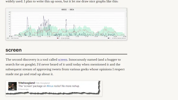 Shiny new geek toys -- rrdtool and screen
