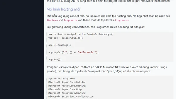 Top-level statement trong lập trình C# .NET 6
