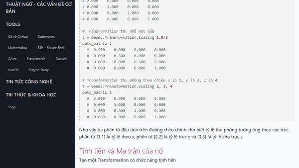 Transformation và các ma trân biến đổi trong Sketchup Ruby