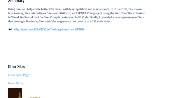 Working with Sass in an ASP.NET Core application