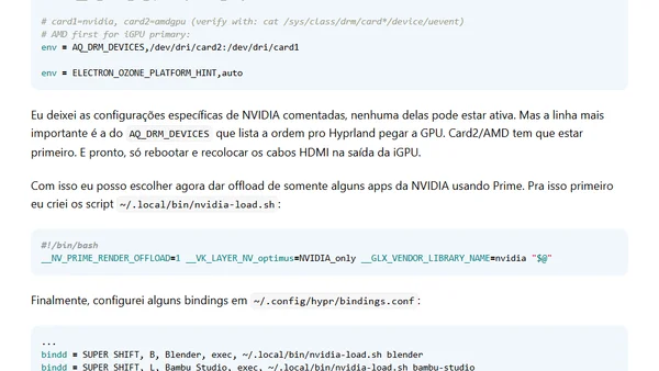 Omarchy 3: Setup de Dual GPUs com AMD e NVIDIA