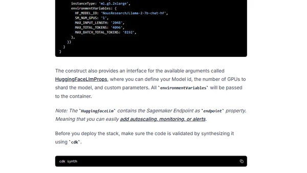 LLMOps: Deploy Open LLMs using Infrastructure as Code with AWS CDK