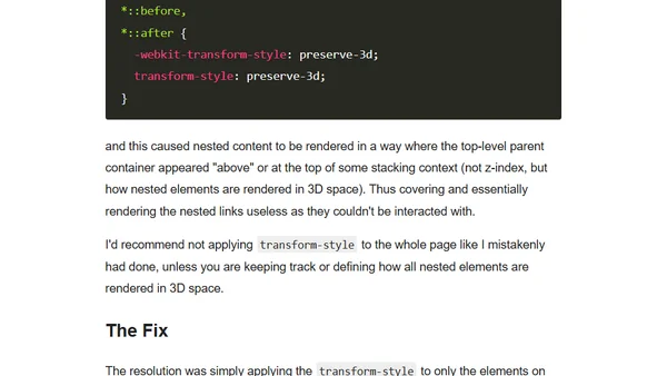 How transform-style made links unreachable on my website