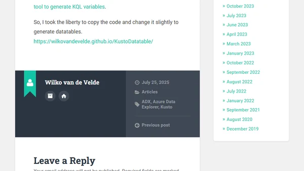 KQL datatable generator