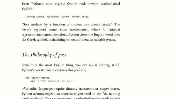 Python as English: The Art of Readable Code