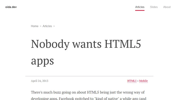 Nobody wants HTML5 apps