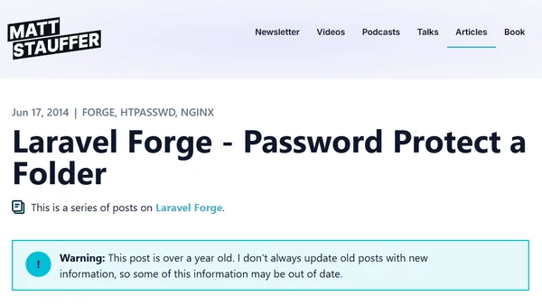 Laravel Forge - Password Protect a Folder