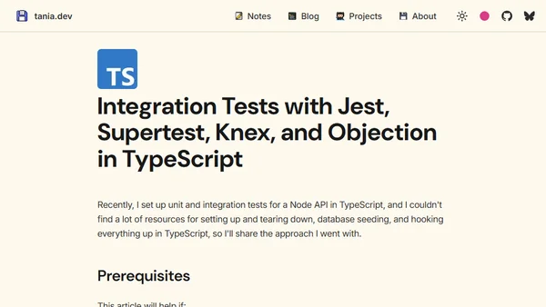 Integration Tests with Jest, Supertest, Knex, and Objection in TypeScript