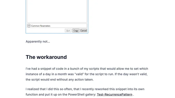 Recurrence Patterns and PowerShell