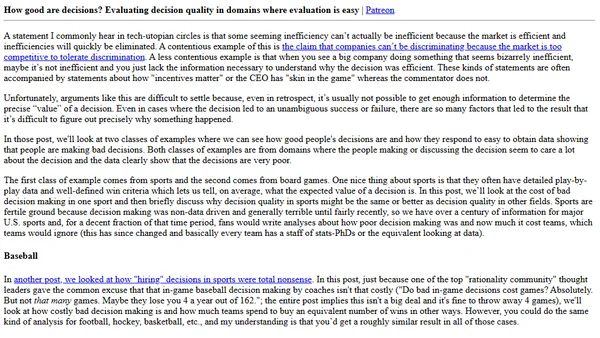 How good are decisions? Evaluating decision quality in domains where evaluation is easy