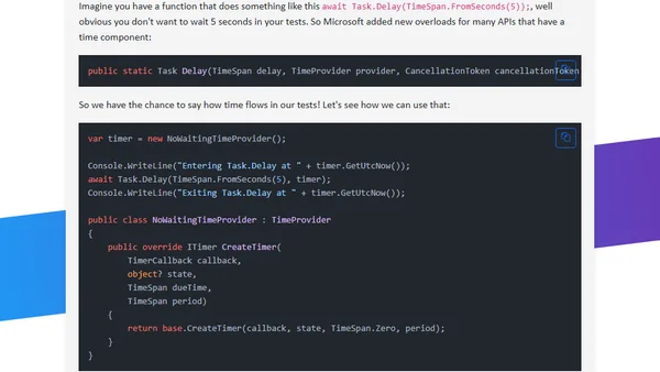 Time abstraction in .NET 8