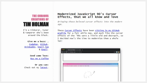 Modernized JavaScript 90’s Cursor Effects, that we all know and love