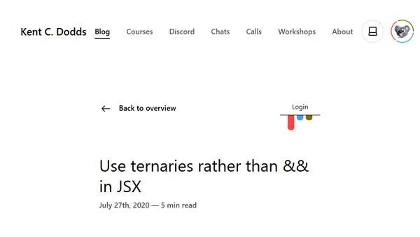 Use ternaries rather than && in JSX