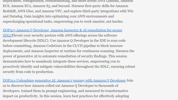 re:Invent 2024 DevOps and Developer Productivity Playlist