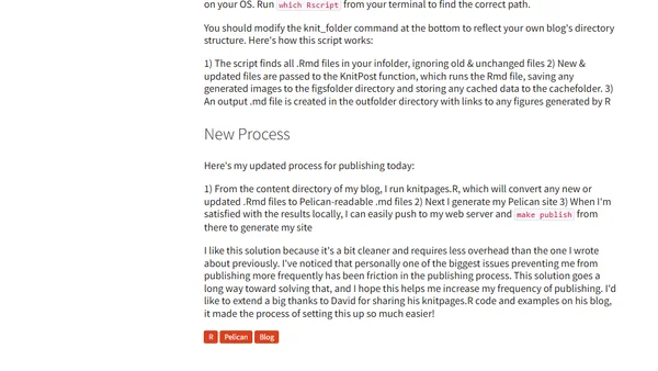How to Write Pelican Blog Posts using RMarkdown & Knitr, 2.0