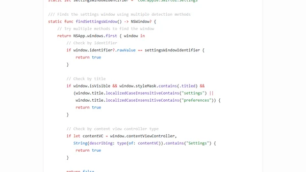 Showing Settings from macOS Menu Bar Items: A 5-Hour Journey