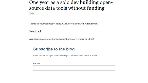 One year as a solo dev building open-source data tools without funding