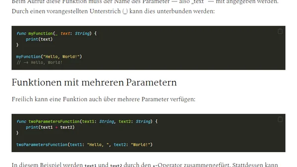 Funktionen in Swift