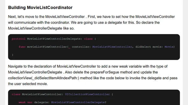 Refactoring iOS app with Coordinator Pattern for Navigation