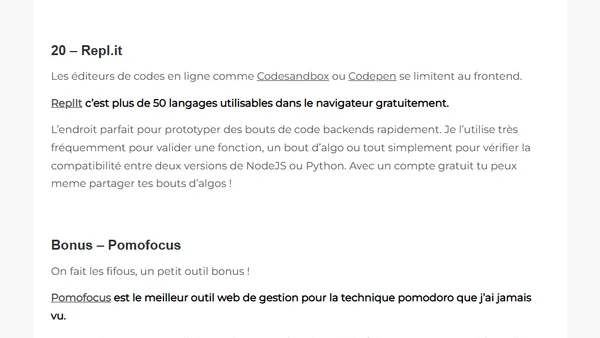 20 outils webs indispensables pour développeurs