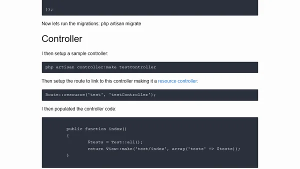 Trialling laravel PHP