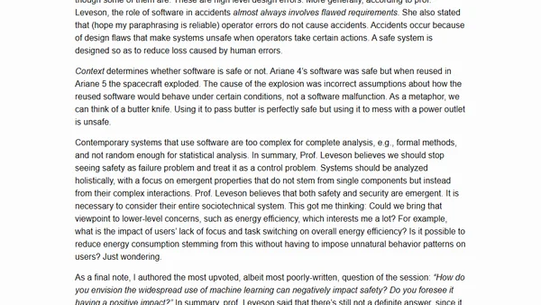 Nancy Leveson's keynote at ICSE 2020