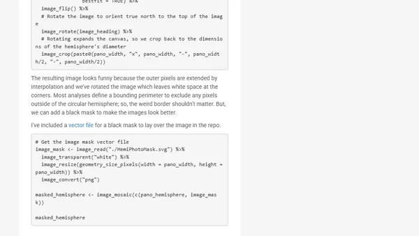 UPDATE: Smartphone Hemispherical Image Analysis