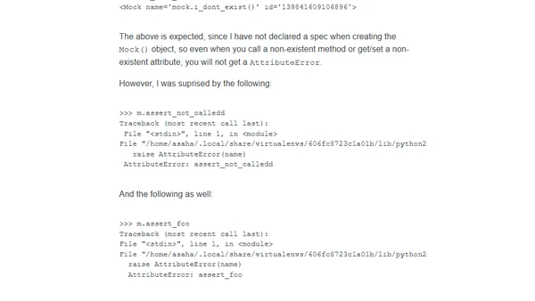 Mock objects and non-existent attributes/methods in Python