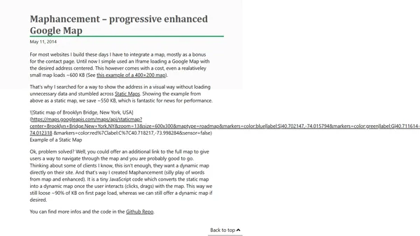 Maphancement – progressive enhanced Google Map