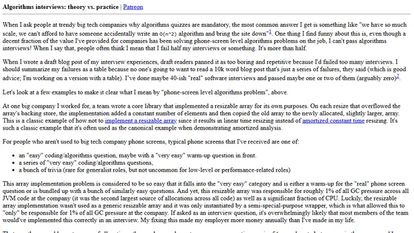 Algorithms interviews: theory vs. practice