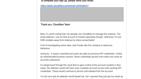 A suspicious email from Cloudflare