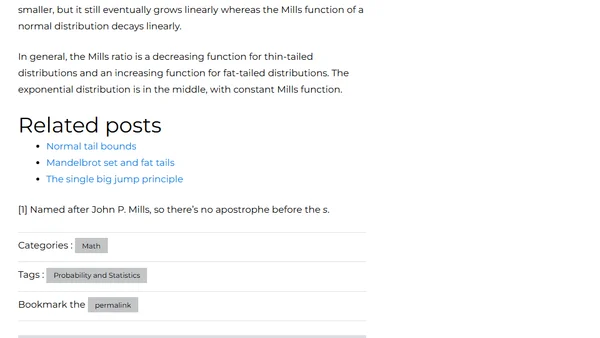 Mills ratio and tail thickness